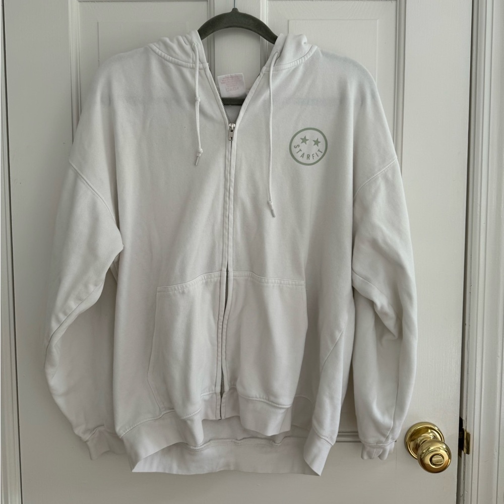 Starfit White Lightning Bolt Zip Up Hoodie